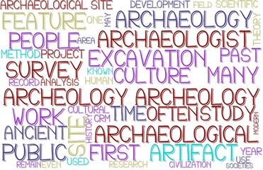 Archeology Wordcloud Banner, Wallpaper, Background, Book Cover, Wordart
