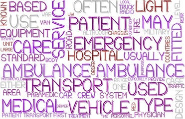 Ambulance Wordcloud Banner, Wallpaper, Background, Book Cover, Wordart