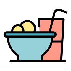 Lunch icon. Outline lunch vector icon color flat isolated