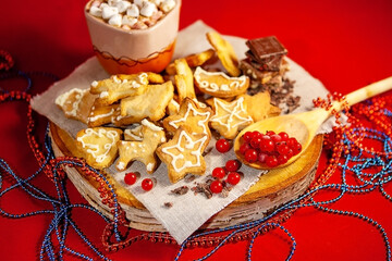 Christmas gingerbread cookies and a cup of hot chocolate.