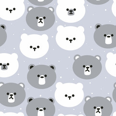 Seamless pattern with cute cartoon ice bear for fabric print, textile, gift wrapping paper. colorful vector for textile, flat style