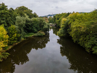 Fototapeta na wymiar Jena river in the forest