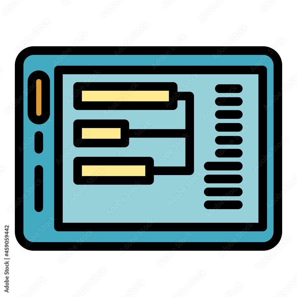 Aufkleber interaction tablet icon. outline interaction tablet vector icon color flat isolated