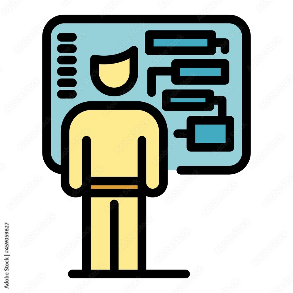 Poster vr reality interaction icon. outline vr reality interaction vector icon color flat isolated
