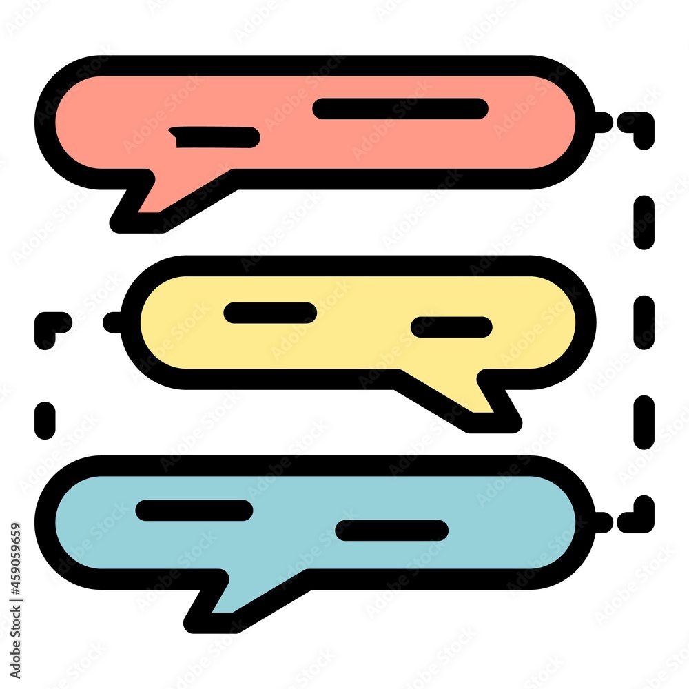 Poster chat interaction icon. outline chat interaction vector icon color flat isolated