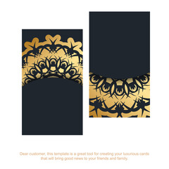 Black business card with luxurious gold ornaments for your contacts.