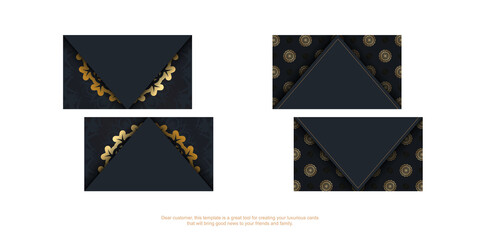 Black business card with vintage gold pattern for your brand.