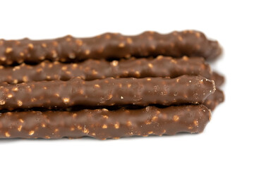 Biscuit Sticks Coated with Milk Chocolate and Crispy Rice