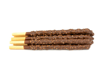 Biscuit Sticks Coated with Milk Chocolate and Crispy Rice