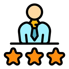 Rating stars experience icon. Outline rating stars experience vector icon color flat isolated