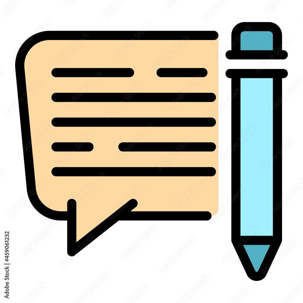 Poster writing review icon. outline writing review vector icon color flat isolated