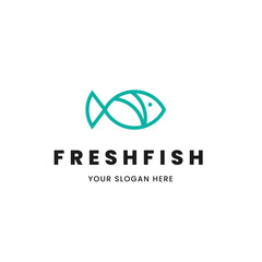 Fototapeta premium Isolated minimalist monoline outline image of blue fish logo