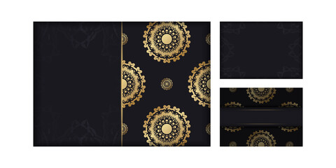 Brochure in black with luxurious gold pattern prepared for typography.