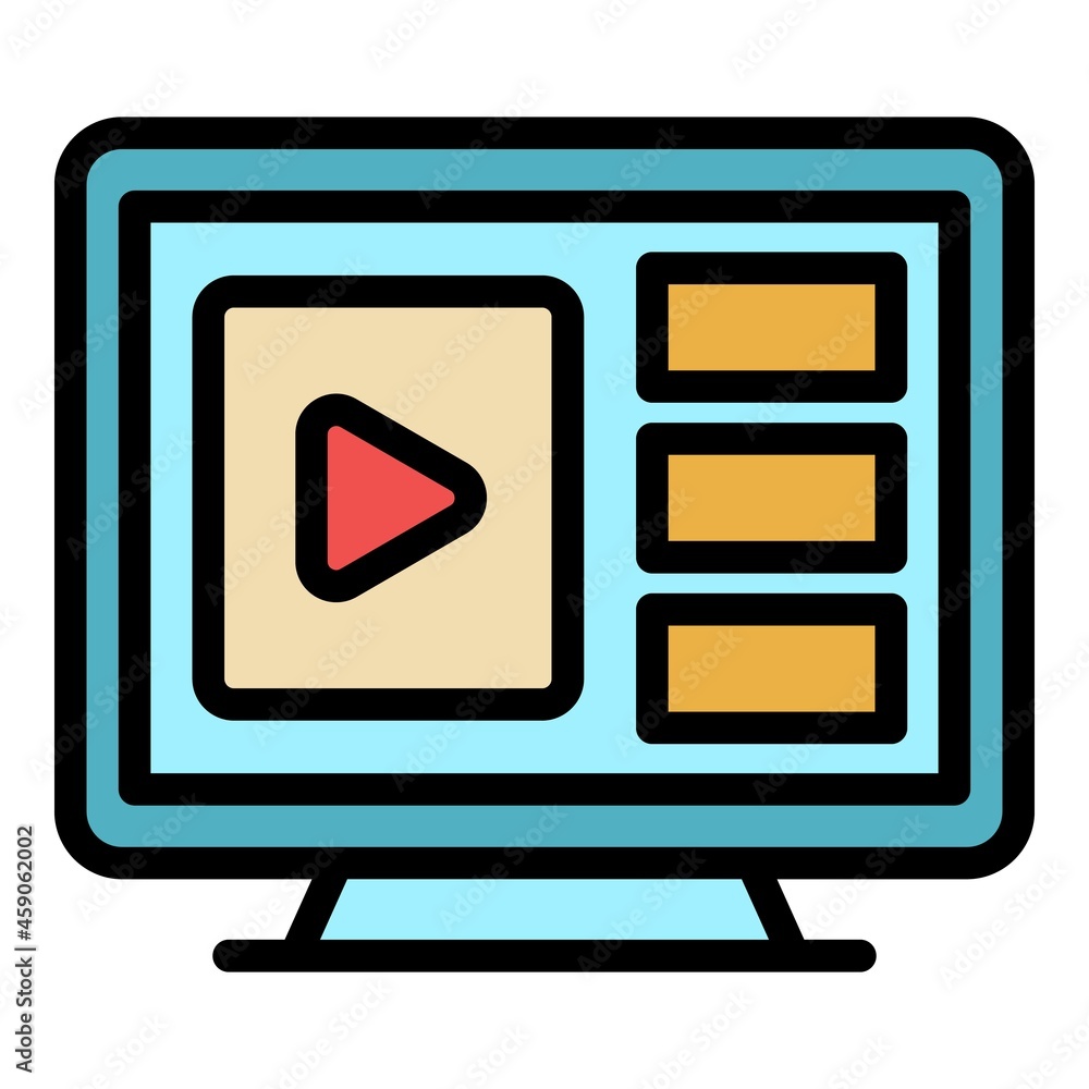 Poster flat interactive tv icon. outline flat interactive tv vector icon color flat isolated