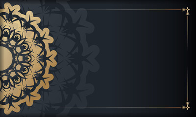 Black banner with vintage gold ornament and space for text