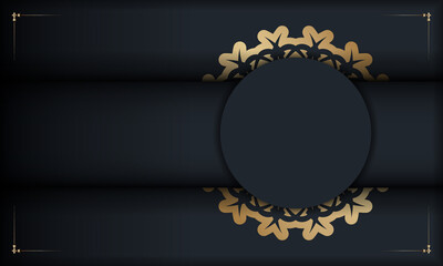 Black banner with vintage gold ornament and space for text