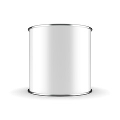 Tin can white with metal 3D rendering isolated white background