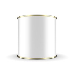 Tin can white with metal 3D rendering isolated white background