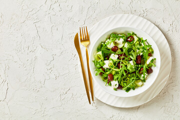 broad bean, feta cheese, rocket and cucumber salad