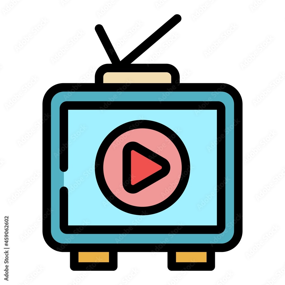 Aufkleber interactive tv set icon. outline interactive tv set vector icon color flat isolated