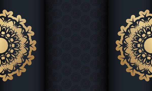 Baner of black color with a mandala with a golden pattern and a place for the text