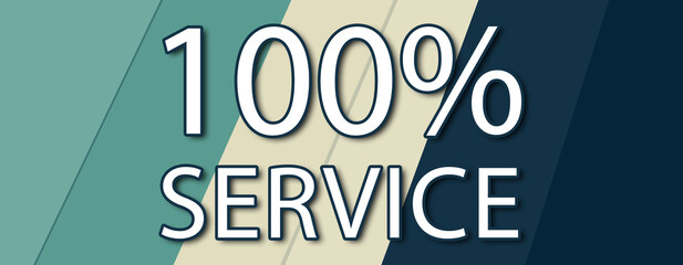 100% Service - text written on multicolor striped background