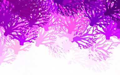 Light Purple vector doodle background with leaves, branches.