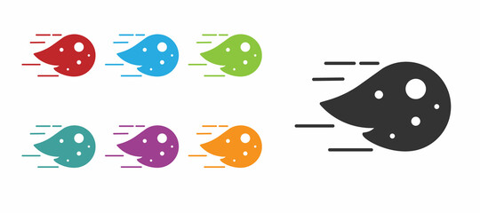 Black Fireball icon isolated on white background. Set icons colorful. Vector