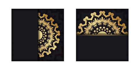 Black brochure with Greek gold ornaments prepared for typography.