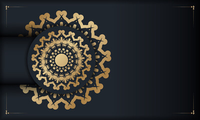 Black banner with Indian gold pattern and place under your text
