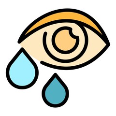 Crying allergy eye icon. Outline crying allergy eye vector icon color flat isolated