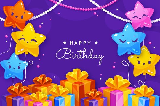 birthday background with greeting flat elements vector design illustration