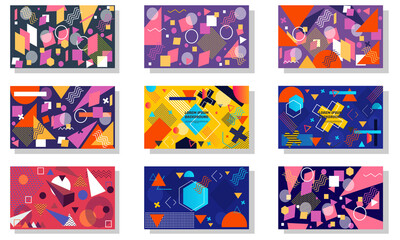 awesome set collection memphis seamless pattern geometric elements style