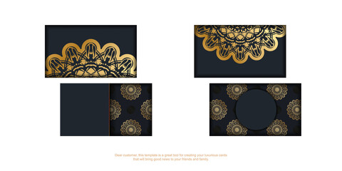 Black business card with Greek gold ornaments for your brand.