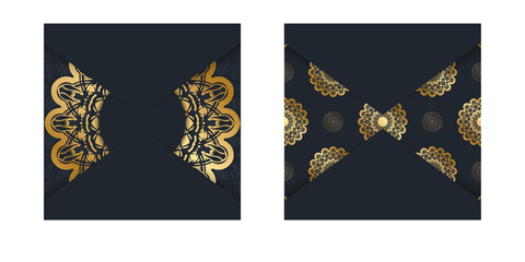 Black brochure with Greek gold pattern for your congratulations.
