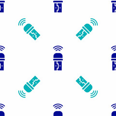 Blue Usb wireless adapter icon isolated seamless pattern on white background. Vector