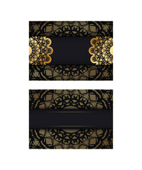 Congratulatory Flyer in black with luxurious gold ornamentation prepared for typography.