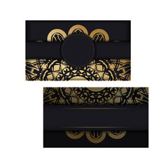 Congratulatory Flyer in black with luxurious gold ornamentation prepared for typography.