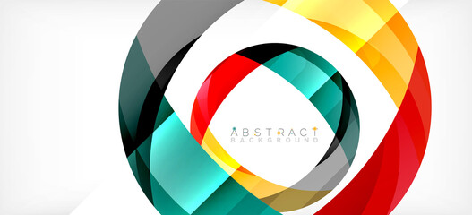 Obraz premium Color circle shapes, minimal geometric background. Trendy dynamic composition. Vector Illustration For Wallpaper, Banner, Background, Landing Page