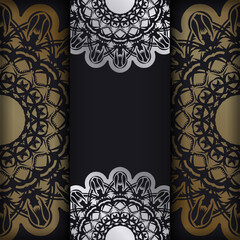 Congratulatory Flyer in black with luxurious gold ornamentation prepared for typography.