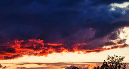 Colorful sunset sky and clouds, image twilight background