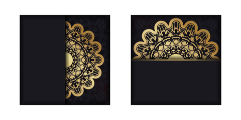 Greeting card in black with antique gold ornaments for your congratulations.