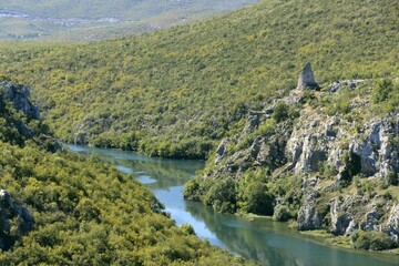 Cetina river canyon and Nutjak fortress, landscape