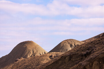 Mountains with red stripes. Khizi region. Azerbaijan.