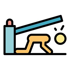 Careless person parking barrier icon. Outline careless person parking barrier vector icon color flat isolated