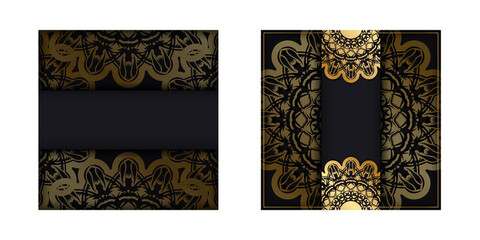Black color greeting card with abstract gold pattern for your congratulations.