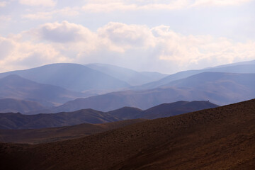 Beautiful peaks of mountains standing in a row.