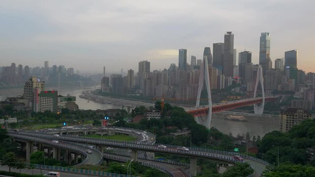 Aerial photography of Chongqing city architecture landscape skyline