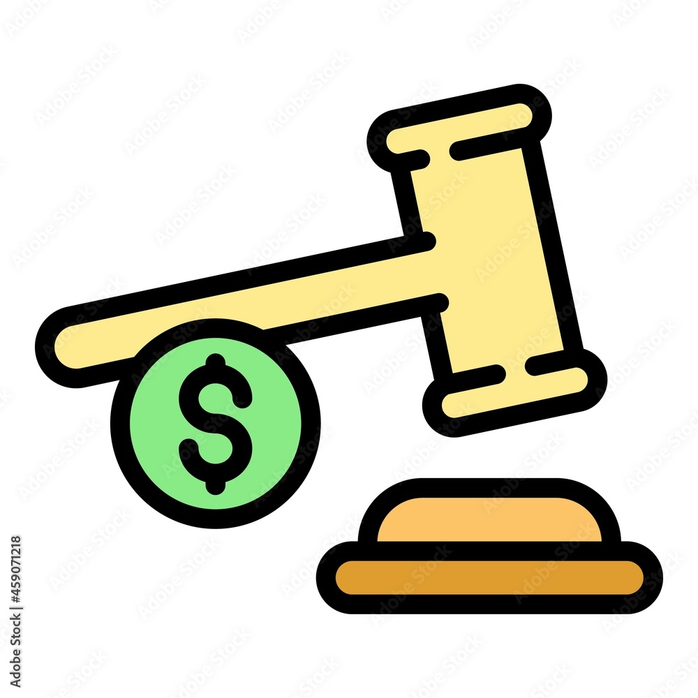Poster judge gavel icon. outline judge gavel vector icon color flat isolated