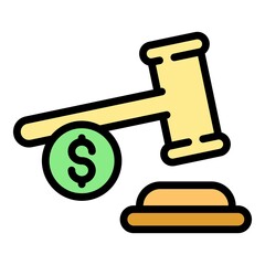 Judge gavel icon. Outline judge gavel vector icon color flat isolated